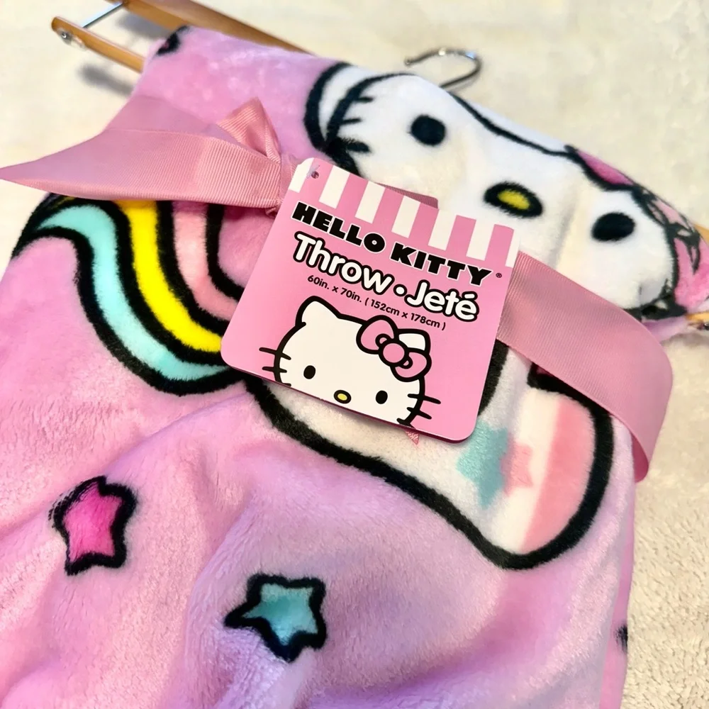 NWT Unicorn Hello Kitty Plush Throw Blanket